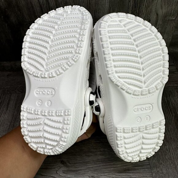 CROCS Classic Kids size 8 White Black Soccer Themed Clogs - Picture 7 of 8
